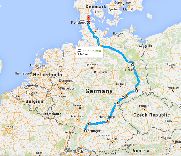 Southern Germany to Denmark via Berlin